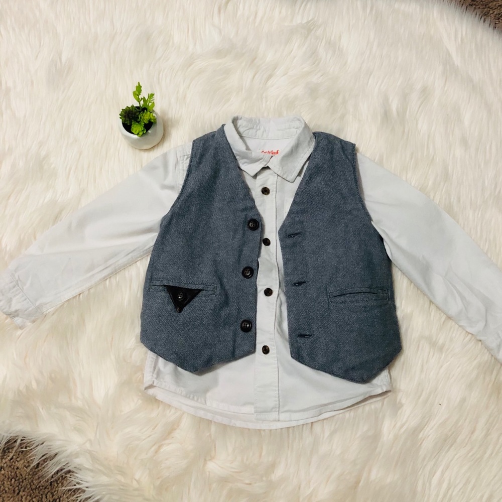 Toddler boy dress shirt with vest